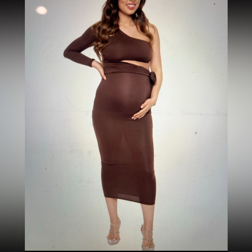 NWT maternity bump biddy dress brown size L